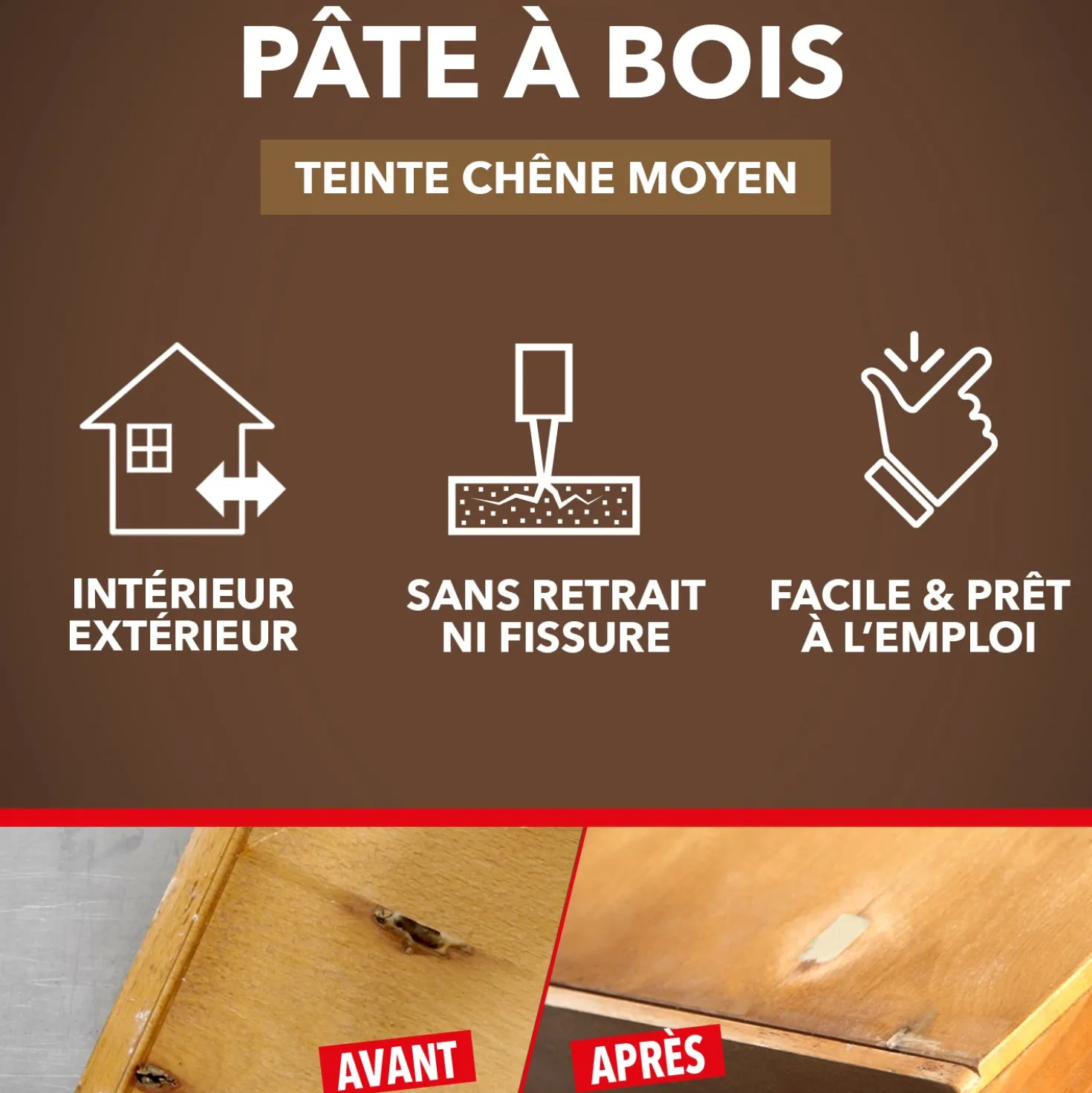 Rebouche imperfections -Pâte à bois naturel