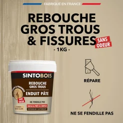 Reboucher gros trous et fissures dans le bois clair