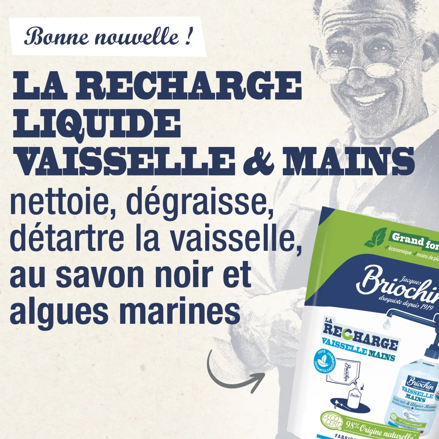 Recharge Liquide Vaisselle Mains Savon noir & Algues Marines grand format