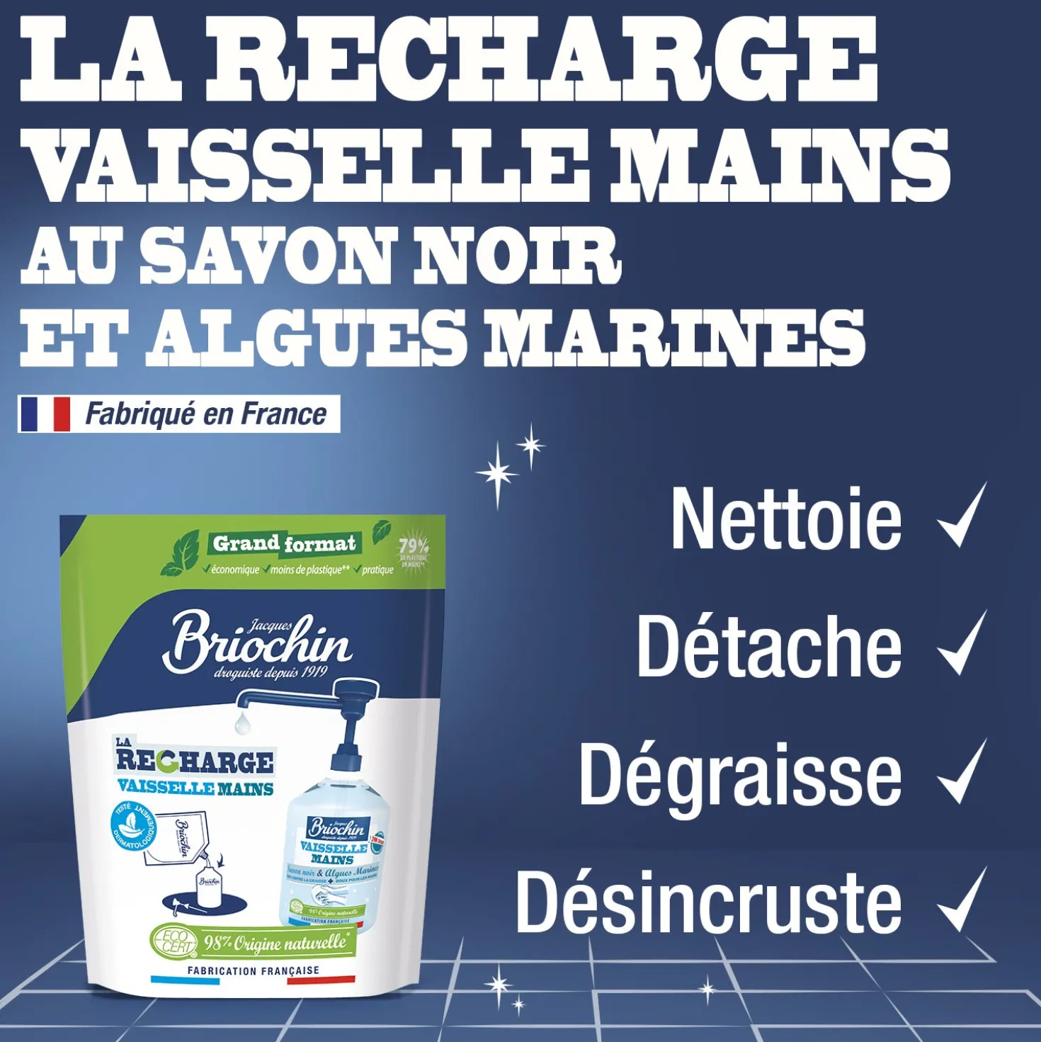 Recharge Liquide Vaisselle Mains Savon noir & Algues Marines grand format