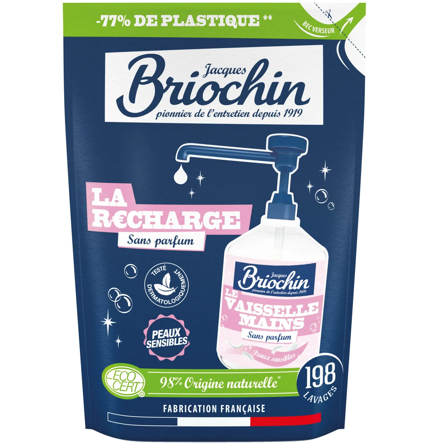 Recharge Liquide Vaisselle Mains spécial peaux sensibles Sans parfum