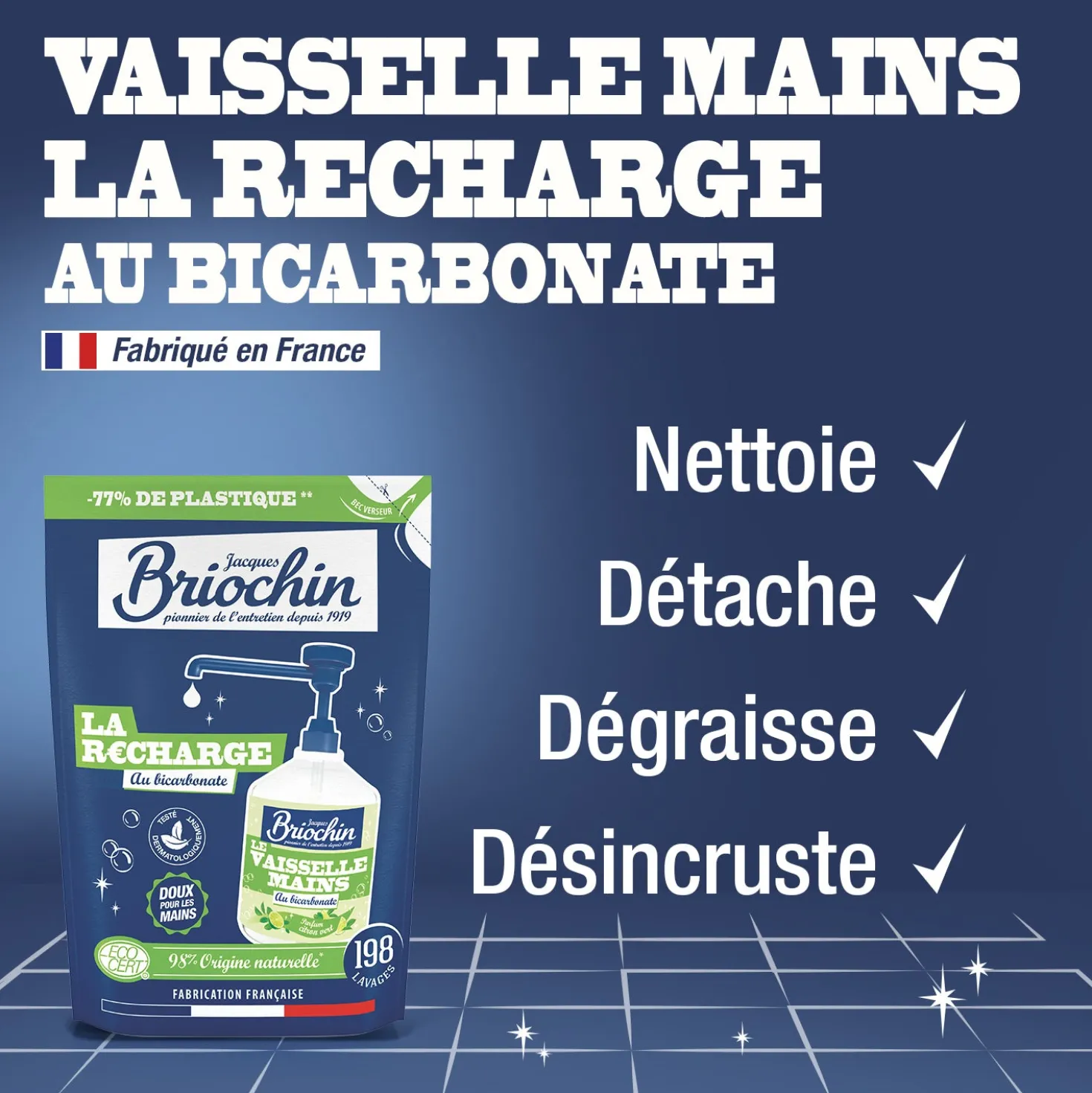 Recharge Liquide Vaisselle Mains Bicarbonate de soude & Citron vert