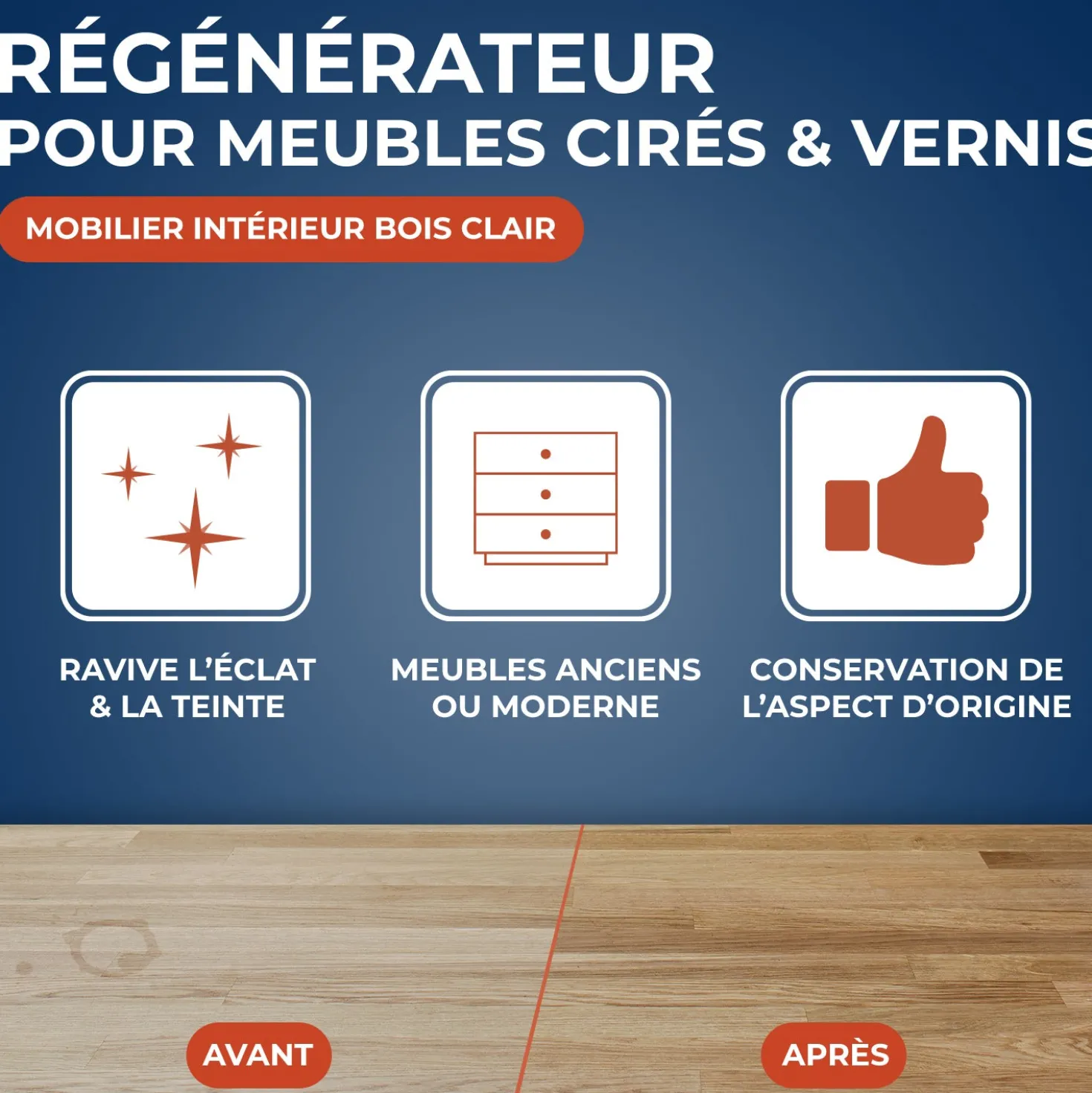 Régénérateur pour meubles cirés et vernis