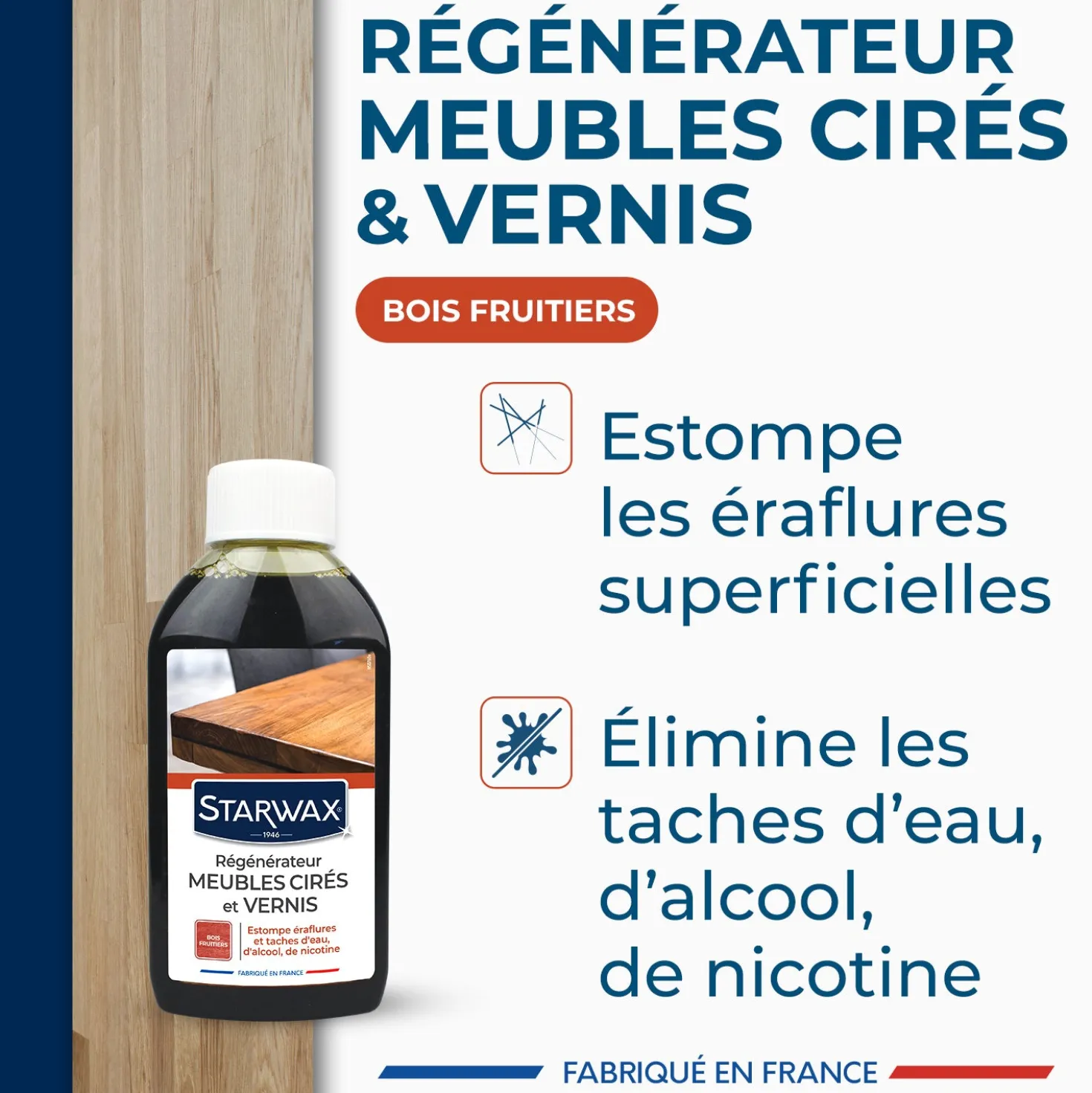 Régénérateur pour meubles cirés et vernis