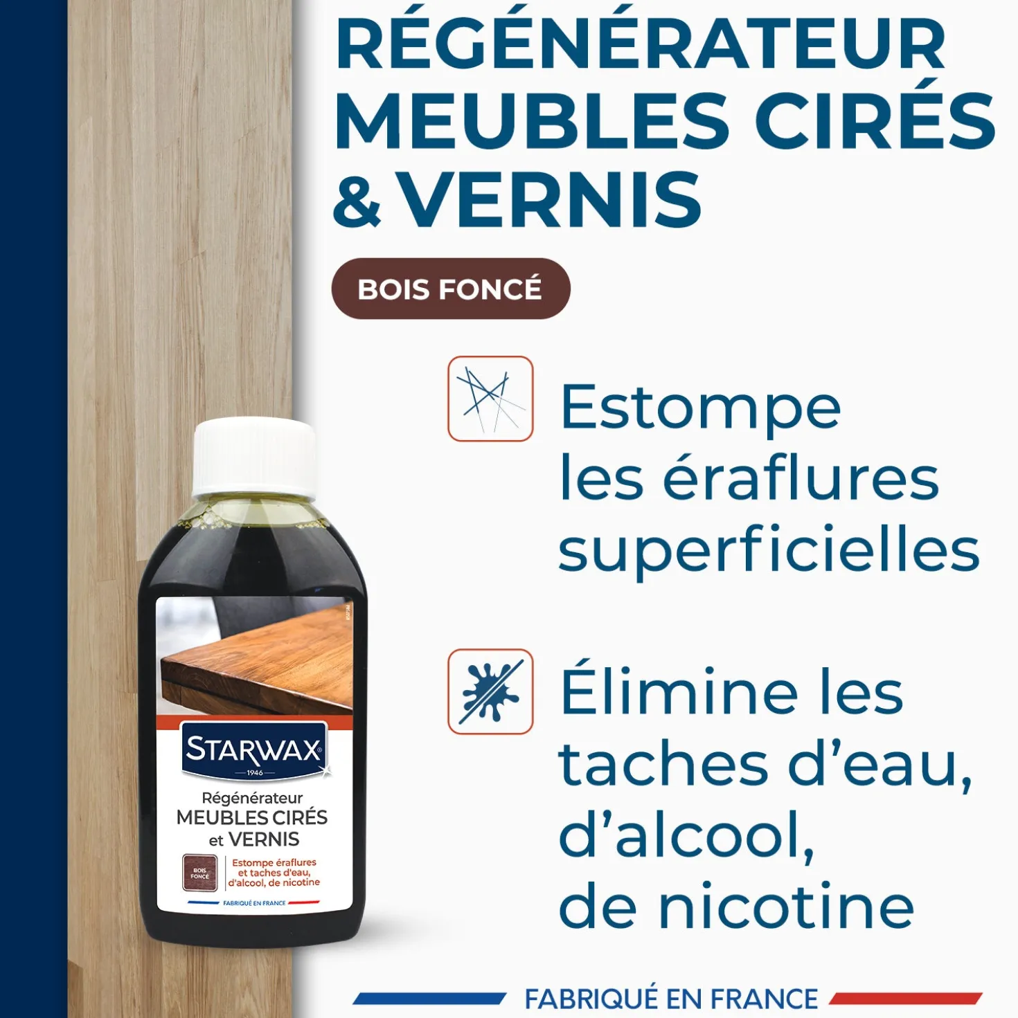 Régénérateur pour meubles cirés et vernis