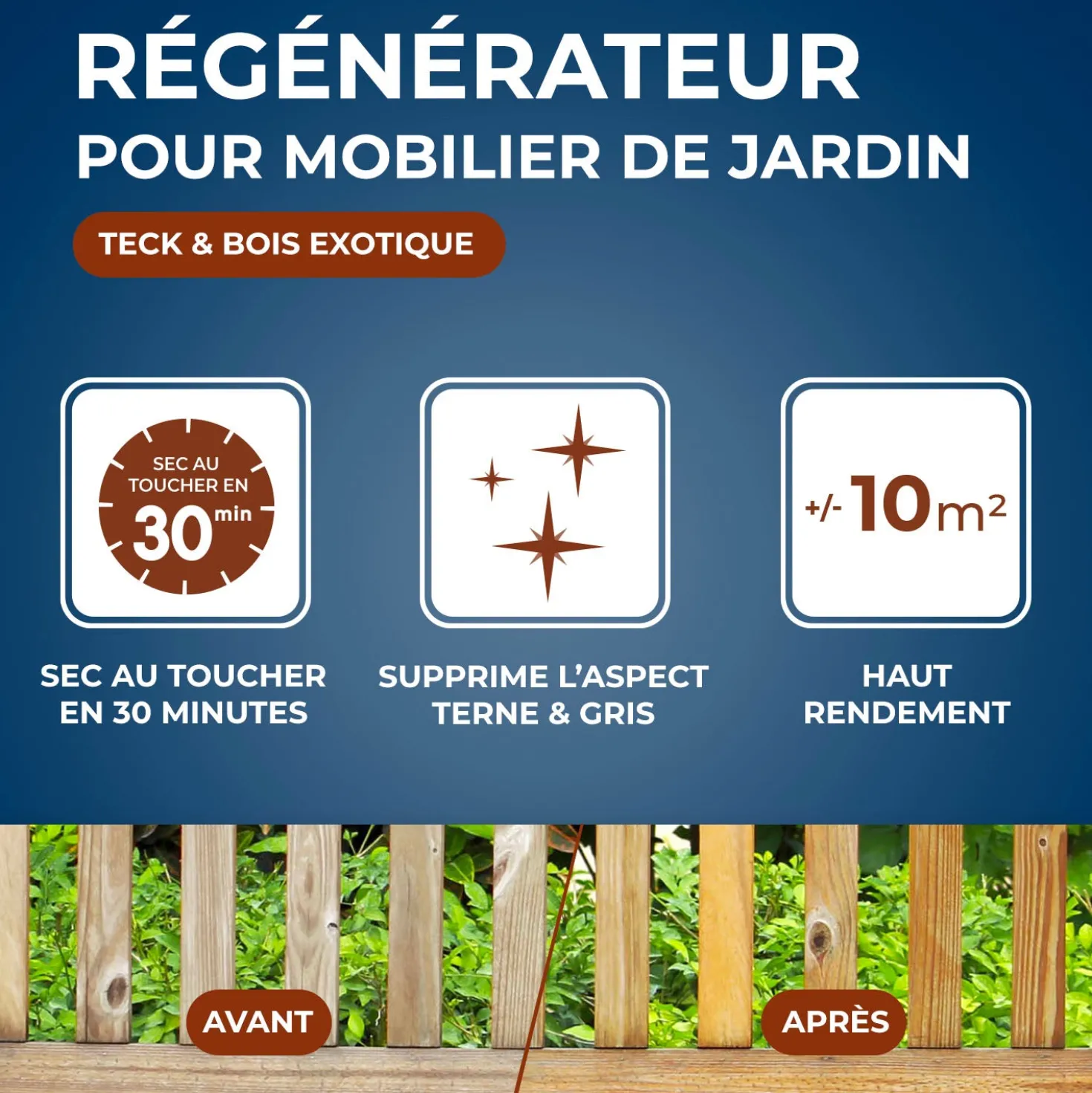 Régénérateur teck et bois exotiques pour mobilier de jardin