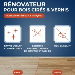 Rénovateur bois cirés et vernis pour mobilier intérieur
