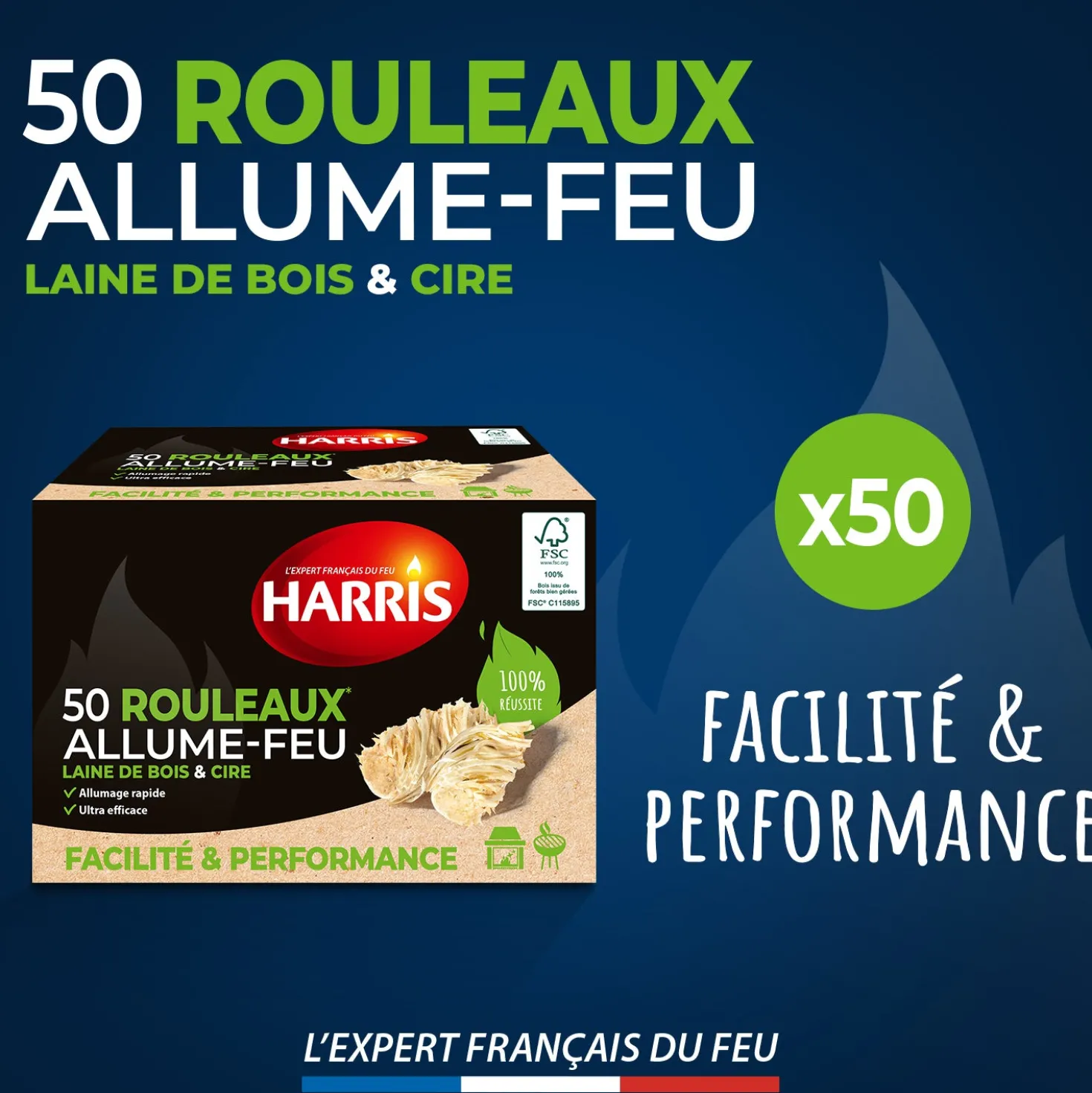 50 rouleaux allume-feu 100% naturels FSC®