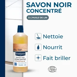 Savon noir à l'huile de lin pour les sols intérieurs