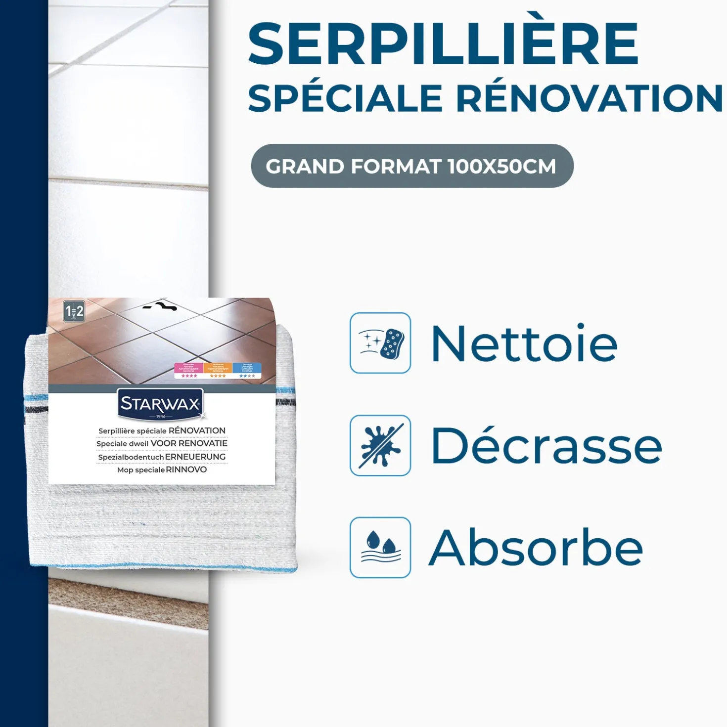 Serpillière spéciale rénovation