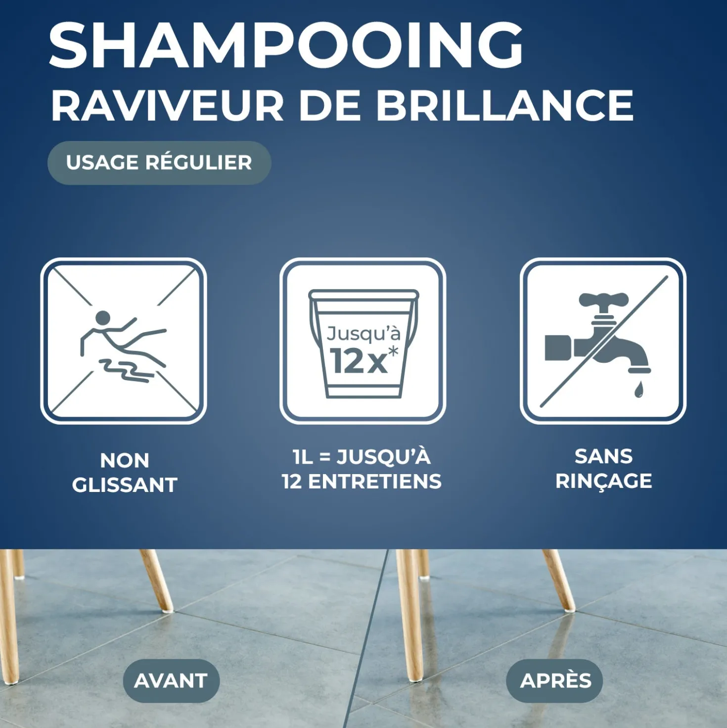 Shampooing autolustrant pour sols intérieurs