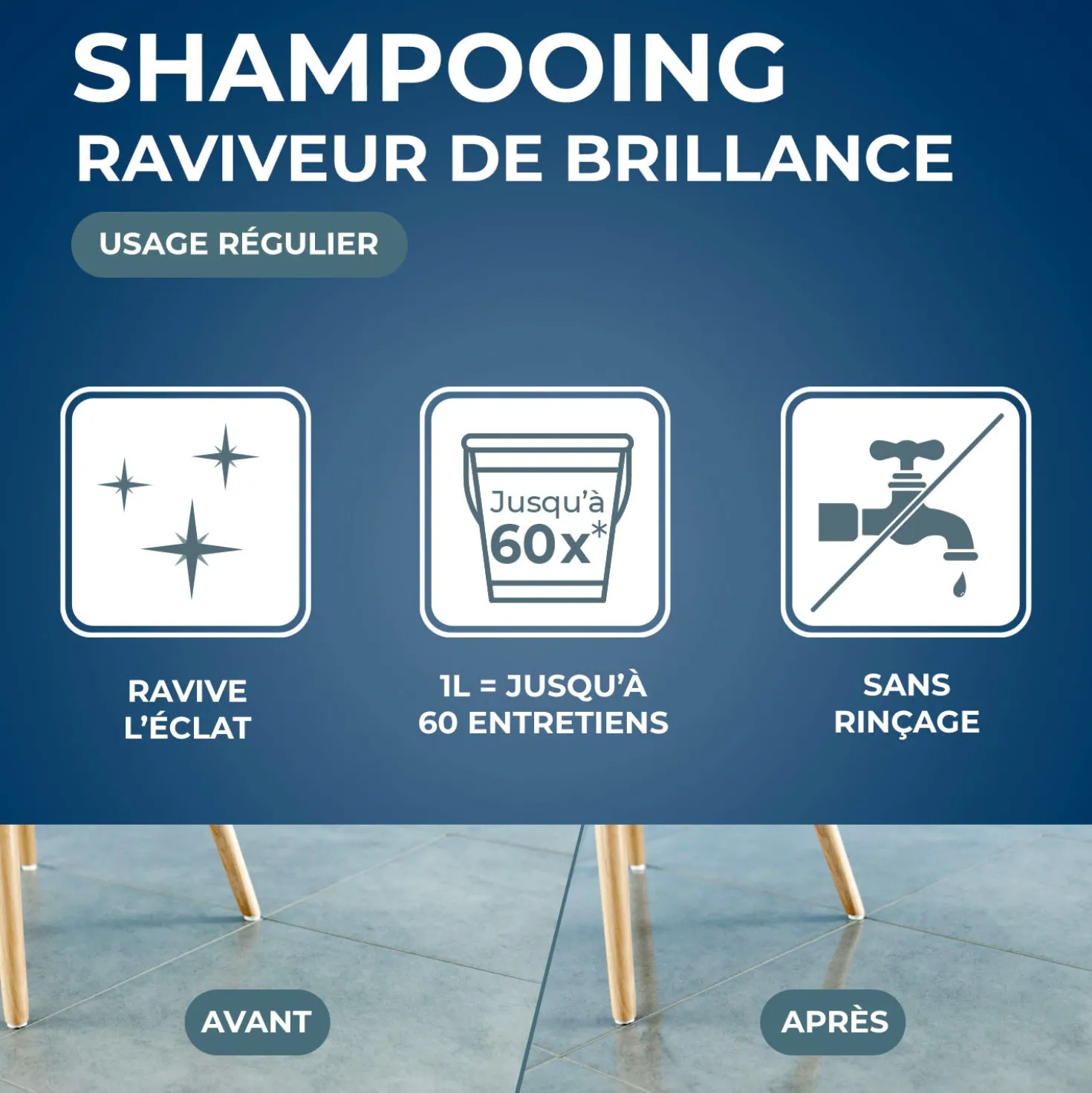 Shampooing autolustrant pour sols intérieurs