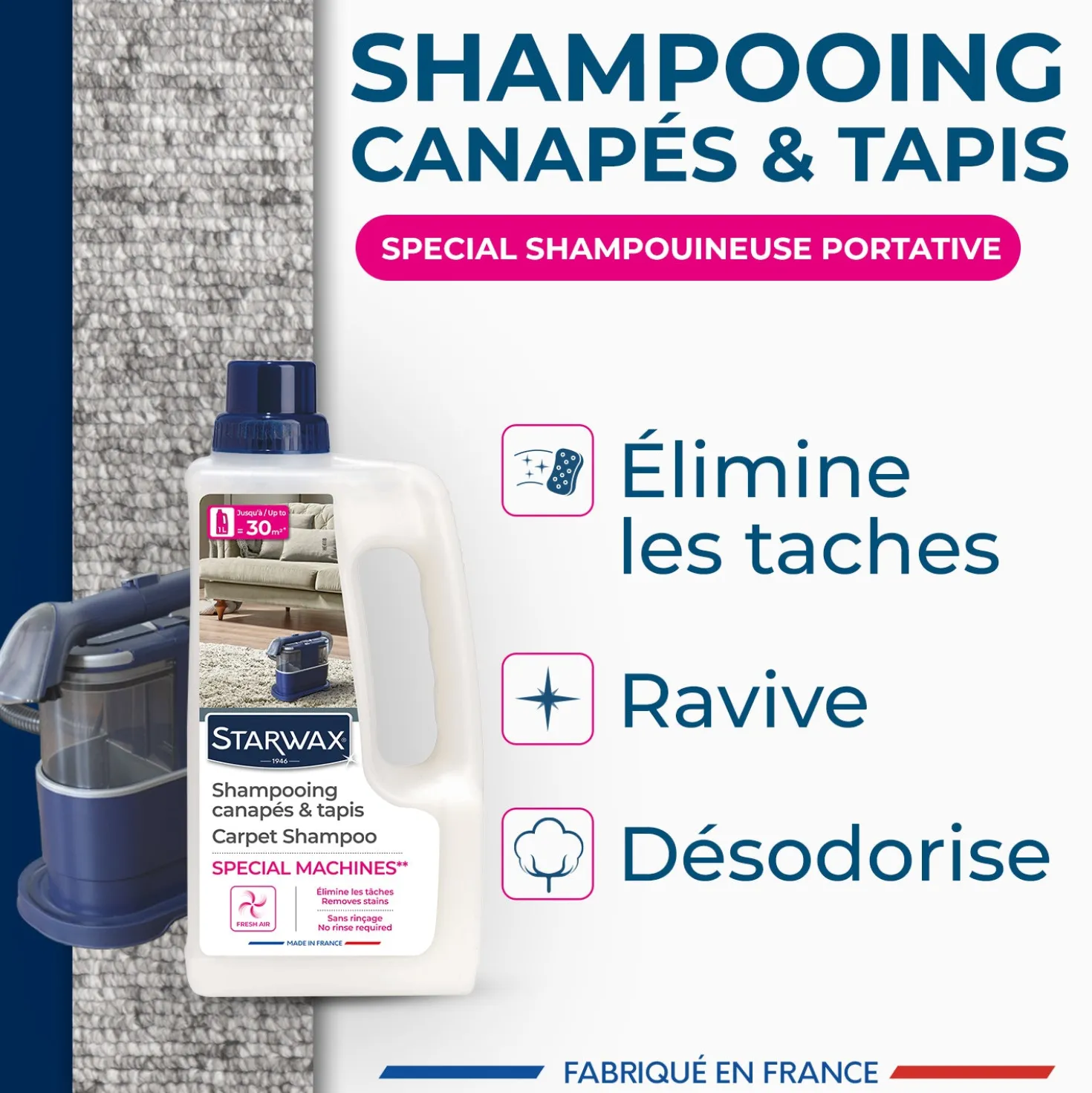 Shampooing canapés & tapis - Spécial machines
