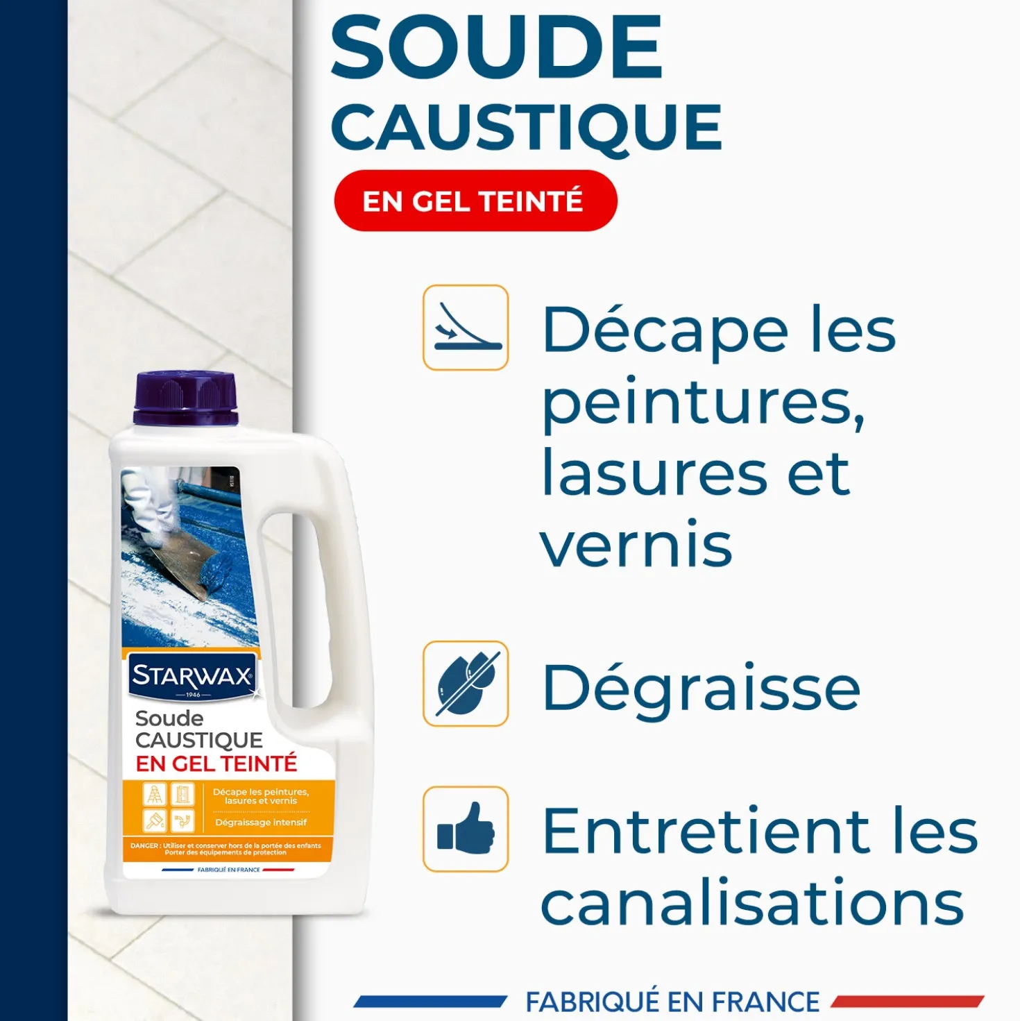 Soude caustique en gel teinté 1L
