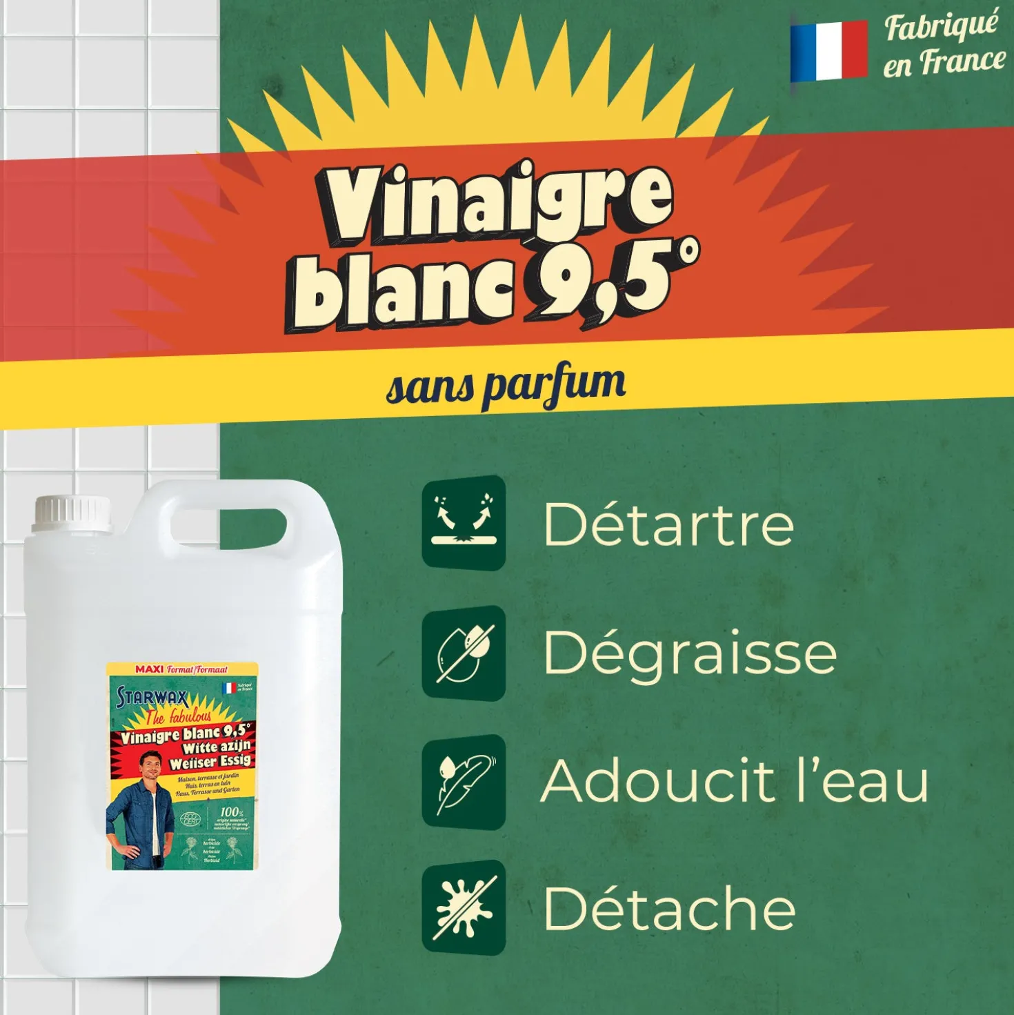 Vinaigre blanc 9.5° sans parfum