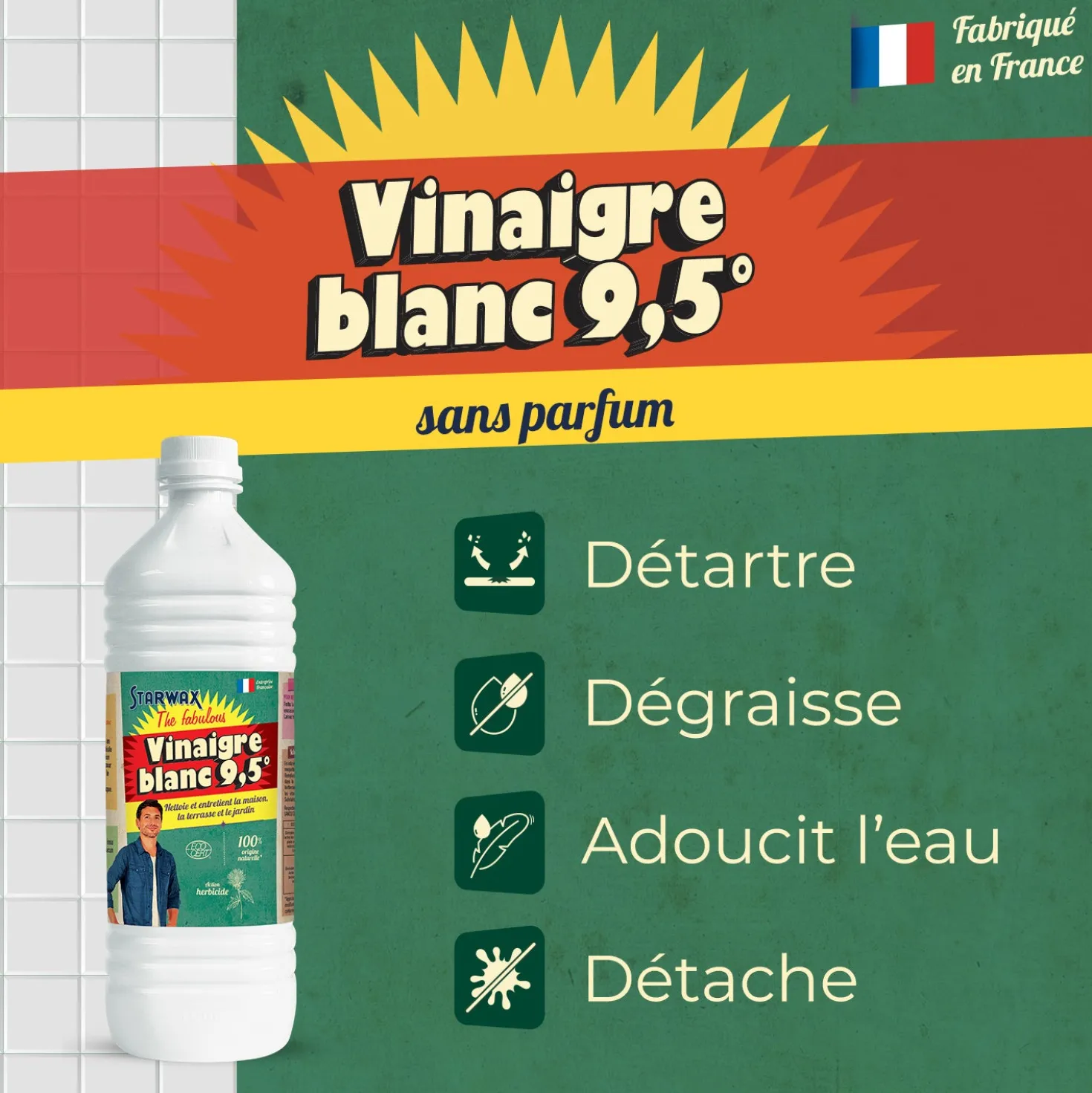 Vinaigre blanc 9.5° sans parfum